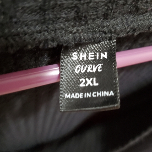 SHEIN V Neck Black/White Polka-dot/Orange Lace Blouse - Picture 3 of 11